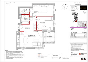 rzut mieszkanie na sprzedaż 68m2 mieszkanie Warszawa, Ursus, ul. Gierdziejewskiego 23