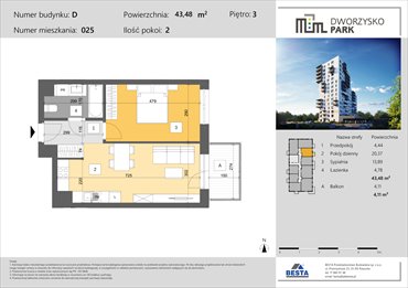 rzut mieszkanie na sprzedaż 43m2 mieszkanie Rzeszów, Przybyszówka, Dworzysko