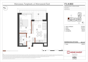 rzut mieszkanie na sprzedaż 38m2 mieszkanie Warszawa, ul. Warszawski Świt
