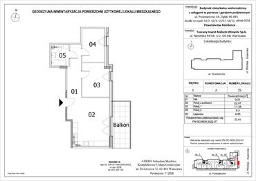 rzut mieszkanie na sprzedaż 57m2 mieszkanie Ząbki, Powstańców 19