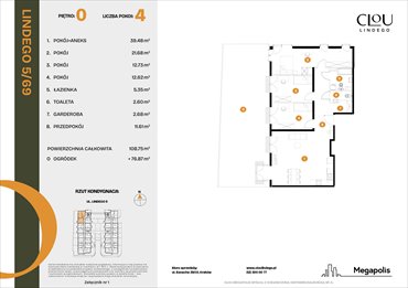 rzut mieszkanie na sprzedaż 111m2 mieszkanie Kraków, Lindego 5