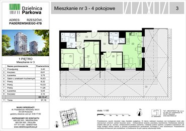 rzut mieszkanie na sprzedaż 68m2 mieszkanie Rzeszów, Paderewskeigo 51