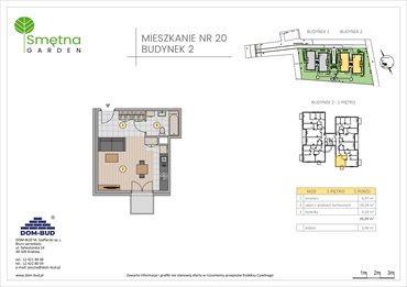 rzut mieszkanie na sprzedaż 30m2 mieszkanie Kraków, Bronowice Wielkie, Smętna 1