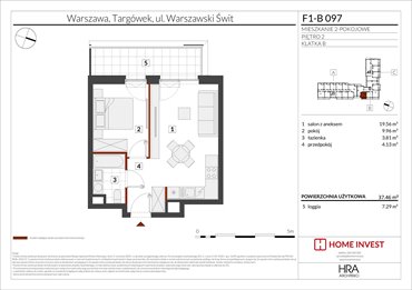 rzut mieszkanie na sprzedaż 37m2 mieszkanie Warszawa, ul. Warszawski Świt
