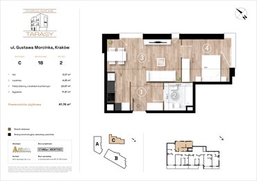 rzut mieszkanie na sprzedaż 42m2 mieszkanie Kraków, Wzgórza Krzesławickie, Gustawa Morcinka