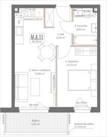 rzut mieszkanie na sprzedaż 37m2 mieszkanie Gdańsk, Osowa, Izydy