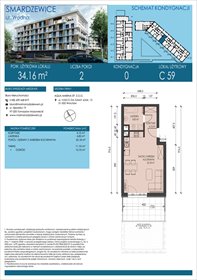 rzut mieszkanie na sprzedaż 34m2 mieszkanie SMARDZEWICE, WODNA