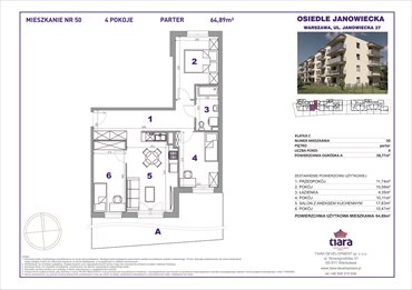 rzut mieszkanie na sprzedaż 65m2 mieszkanie Warszawa, Targówek, Janowiecka 27