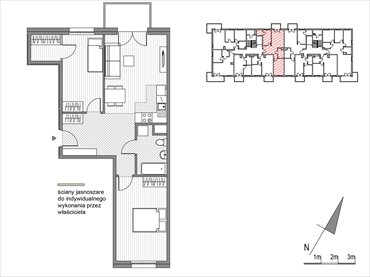 rzut mieszkanie na sprzedaż 62m2 mieszkanie Kraków, ul.Glogera 9,11