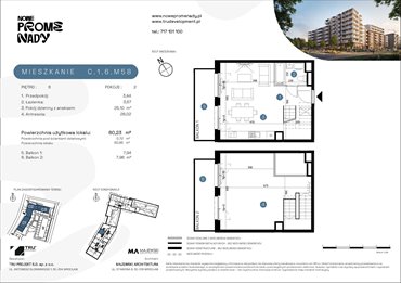rzut mieszkanie na sprzedaż 60m2 mieszkanie Wrocław, Kleczków, ul. Czochralskiego/ Miłosza