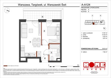 rzut mieszkanie na sprzedaż 36m2 mieszkanie Warszawa, Targówek, ul. Warszawski Świt 12