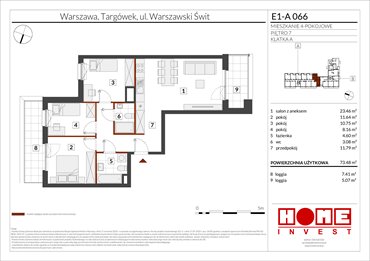 rzut mieszkanie na sprzedaż 73m2 mieszkanie Warszawa, Targówek, ul. Warszawski Świt