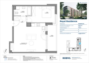 rzut mieszkanie na sprzedaż 46m2 mieszkanie Warszawa, Wilanów, Sarmacka