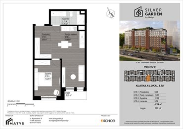 rzut mieszkanie na sprzedaż 47m2 mieszkanie Szczecin, Centrum, al. Wyzwolenia 70 / ul. Staszica 21