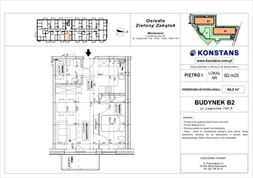 rzut mieszkanie na sprzedaż 44m2 mieszkanie Wołomin, Legionów 142A i 144