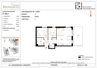 rzut mieszkanie na sprzedaż 58m2 mieszkanie Kraków, Bieżanów, Drożdżowa