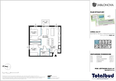 rzut mieszkanie na sprzedaż 55m2 mieszkanie Piaseczno, Jabłoniowa