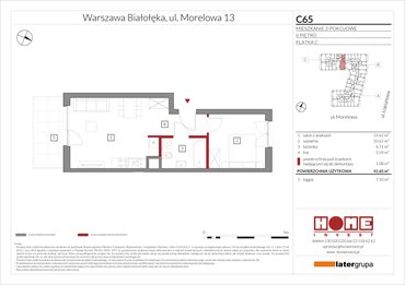 rzut mieszkanie na sprzedaż 42m2 mieszkanie Warszawa, Żerań, ul. Morelowa 13