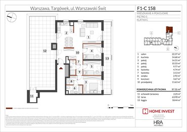 rzut mieszkanie na sprzedaż 98m2 mieszkanie Warszawa, ul. Warszawski Świt