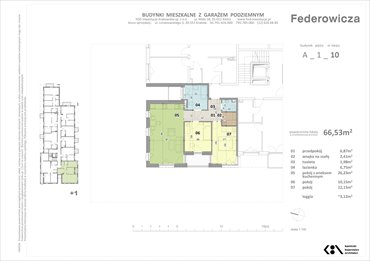 rzut mieszkanie na sprzedaż 67m2 mieszkanie Kraków, ul. Federowicza