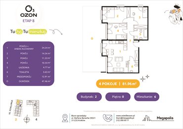 rzut mieszkanie na sprzedaż 82m2 mieszkanie Kraków, Schillinga 2-4