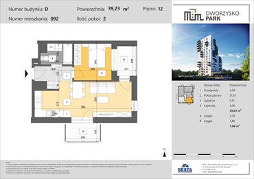 rzut mieszkanie na sprzedaż 39m2 mieszkanie Rzeszów, Przybyszówka, Dworzysko