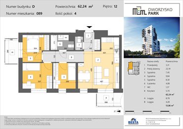 rzut mieszkanie na sprzedaż 62m2 mieszkanie Rzeszów, Przybyszówka, Dworzysko