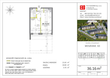 rzut mieszkanie na sprzedaż 36m2 mieszkanie Żyrardów, Rumiankowa 4