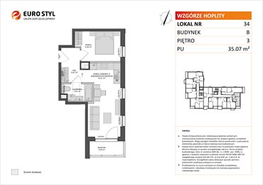 rzut mieszkanie na sprzedaż 35m2 mieszkanie Gdańsk, Zabornia, Kartuska