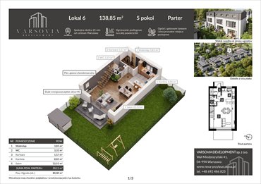 rzut mieszkanie na sprzedaż 139m2 mieszkanie Warszawa, Wawer, Przylaszczkowa