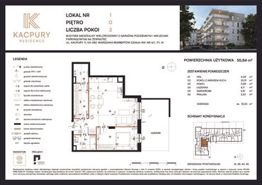 rzut mieszkanie na sprzedaż 56m2 mieszkanie Warszawa, Rembetów, Kacpury 11