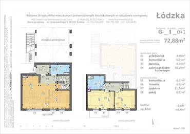 rzut mieszkanie na sprzedaż 73m2 mieszkanie Kraków, Łódzka