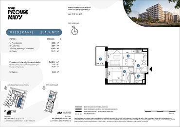 rzut mieszkanie na sprzedaż 34m2 mieszkanie Wrocław, Kleczków, ul. Czochralskiego/ Miłosza
