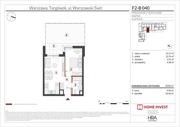 rzut mieszkanie na sprzedaż 41m2 mieszkanie Warszawa, ul. Warszawski Świt