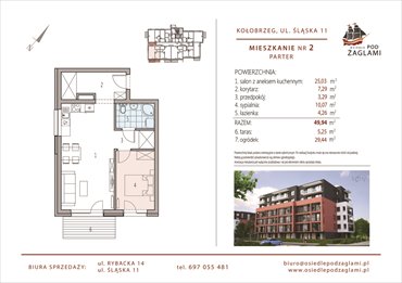 rzut mieszkanie na sprzedaż 50m2 mieszkanie Kołobrzeg, Śląska 11