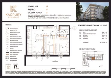 rzut mieszkanie na sprzedaż 52m2 mieszkanie Warszawa, Rembetów, Kacpury 11