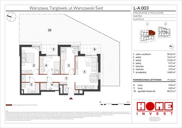 rzut mieszkanie na sprzedaż 77m2 mieszkanie Warszawa, Targówek, ul. Warszawski Świt