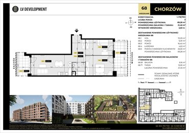 rzut mieszkanie na sprzedaż 69m2 mieszkanie Chorzów, 3 Maja 94'