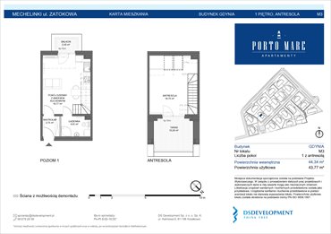 rzut mieszkanie na sprzedaż 44m2 mieszkanie Mechelinki, Zatokowa 6