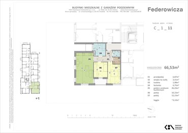 rzut mieszkanie na sprzedaż 67m2 mieszkanie Kraków, ul. Federowicza