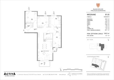 rzut mieszkanie na sprzedaż 110m2 mieszkanie Pruszcz Gdański, ul. Grunwaldzka 71B, 71C