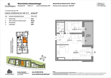 rzut mieszkanie na sprzedaż 47m2 mieszkanie Łódź, Widzew, Przybyszewskiego 292-300