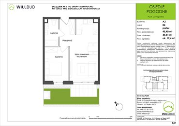 rzut mieszkanie na sprzedaż 44m2 mieszkanie Puck, Pogodna