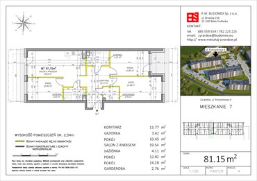 rzut mieszkanie na sprzedaż 81m2 mieszkanie Żyrardów, Rumiankowa 4