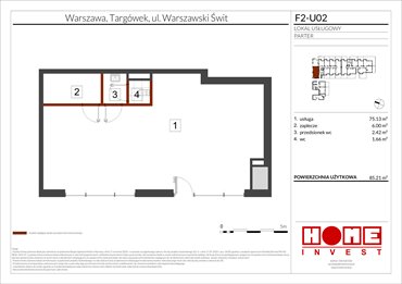 rzut lokal użytkowy na sprzedaż 85m2 lokal użytkowy Warszawa, ul. Warszawski Świt