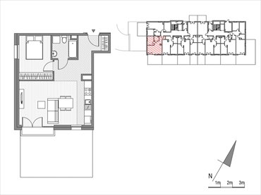 rzut mieszkanie na sprzedaż 44m2 mieszkanie Kraków, ul.Glogera 9,11