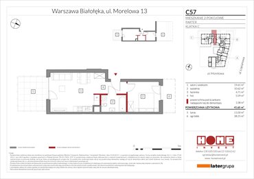 rzut mieszkanie na sprzedaż 42m2 mieszkanie Warszawa, Żerań, ul. Morelowa 13