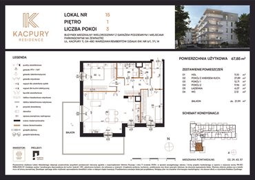 rzut mieszkanie na sprzedaż 68m2 mieszkanie Warszawa, Rembetów, Kacpury 11