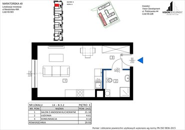 rzut mieszkanie na sprzedaż 30m2 mieszkanie Łódź, Retkinia, Maratońska 49C