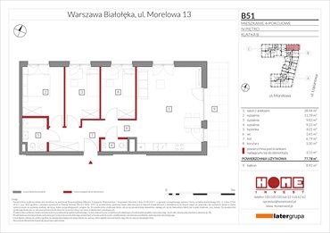 rzut mieszkanie na sprzedaż 78m2 mieszkanie Warszawa, Żerań, ul. Morelowa 13